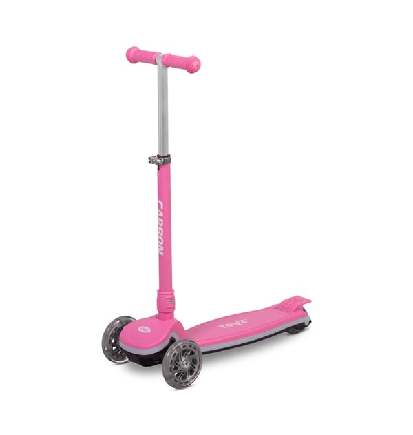 3-hjulig rosa sparkcykel i kolfiber