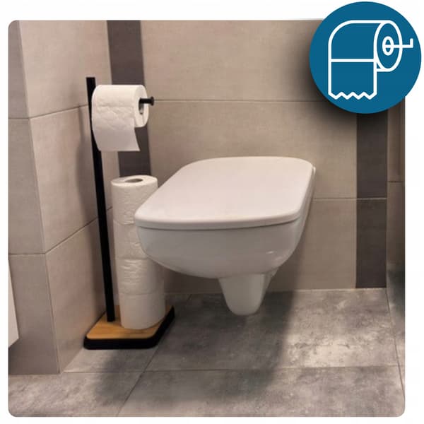 Bambuinen wc-paperiteline, musta, loft-tyylinen, moderni ja kiinteä