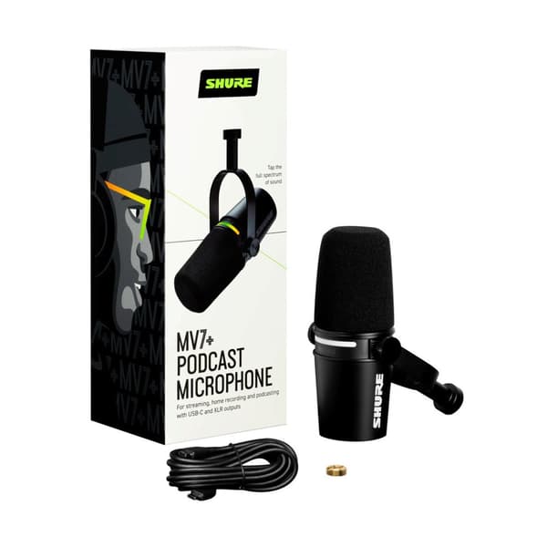 Shure MV7-K - XLR/USB-C Sort Voice-Over Mikrofon