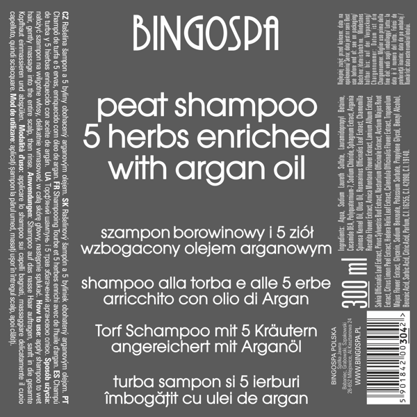 BINGOSPA torvschampo med 5 örter berikade med arganolja