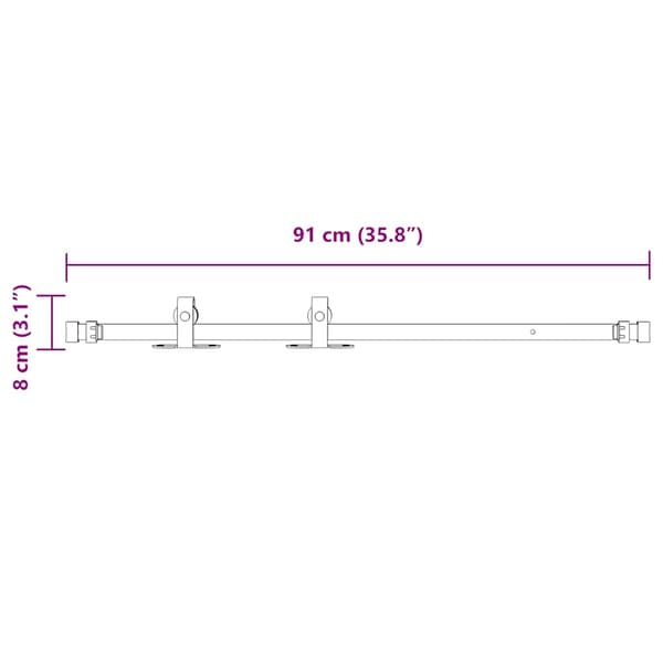 vidaXL Skjutdörrssystem för möbler, 91 cm, kolstål