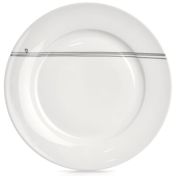 Hvid hjerteformet porcelænstallerken, 27 cm