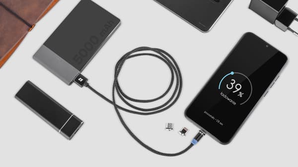 Magnetisk kabel USB - USB-C typ C lightning iPhone micro USB 3-i-1 1 m Rebel