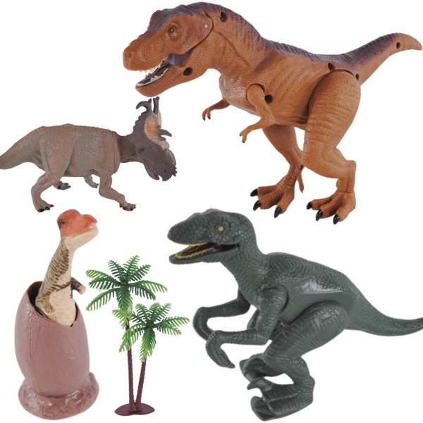 Stort sæt trædinosaurfigurer med lys og lyd til børn