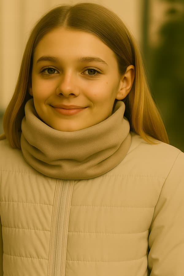 Børnehalstørklæde, halstørklæde, fra 9 år, UNIVERSAL, efterår-vinter, MØRK BEIGE