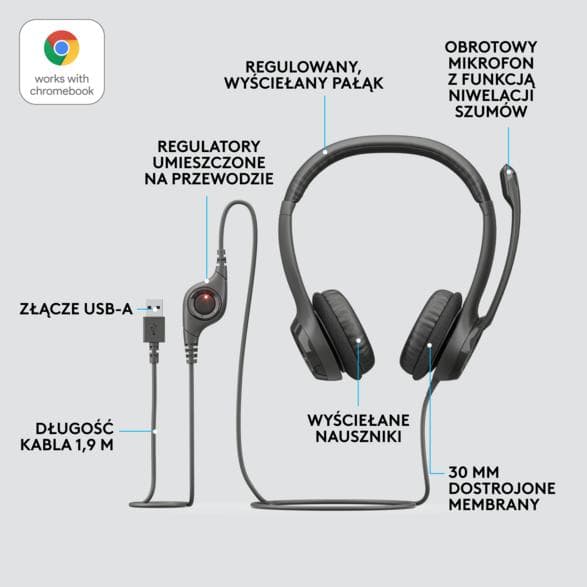 LOGITECH Stereo Headset H390 — langalliset USB-kuulokkeet