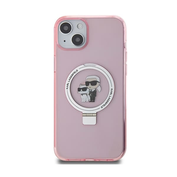 Karl Lagerfeld Ring Stand Karl & Choupette MagSafe - iPhone 15 Plus cover (lyserød)