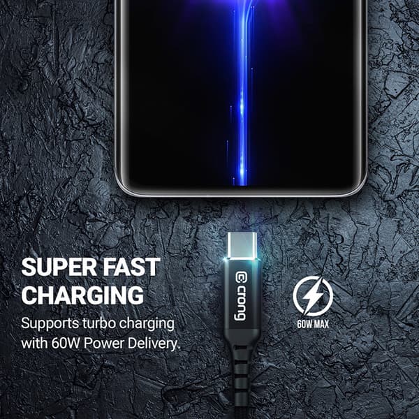 Crong Armor Link - 100W PD 5A USB-C til USB-C kabel 200cm (sort)