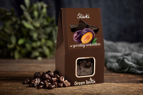 Torkade plommon i bitter choklad 100g