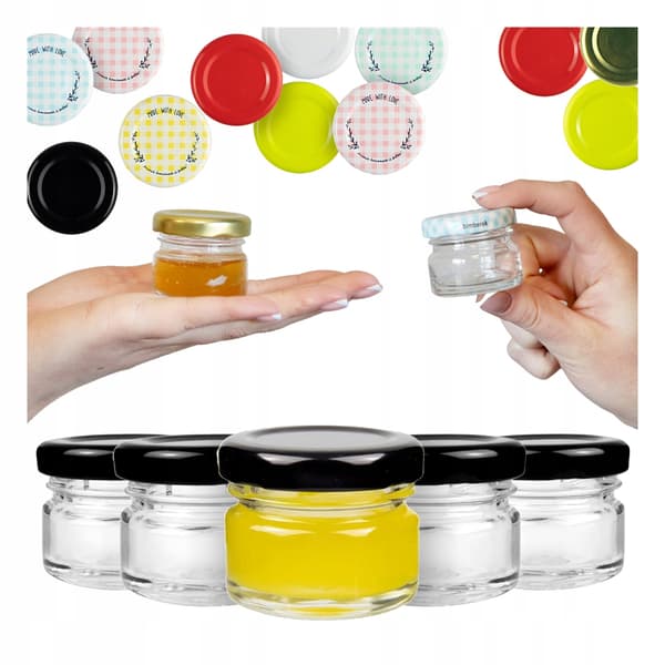 100x burk 30ml med lock honung sylt kryddor örter present sylt bröllop