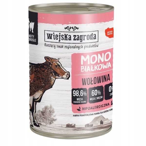 Våd kattefoder Wiejska Zagroda Monoprotein MIX 12x400g