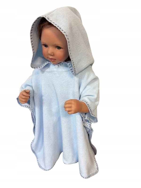 Børnekappe 74-86 håndklæde med HÆTTE poncho til pool, strand, BLÅ
