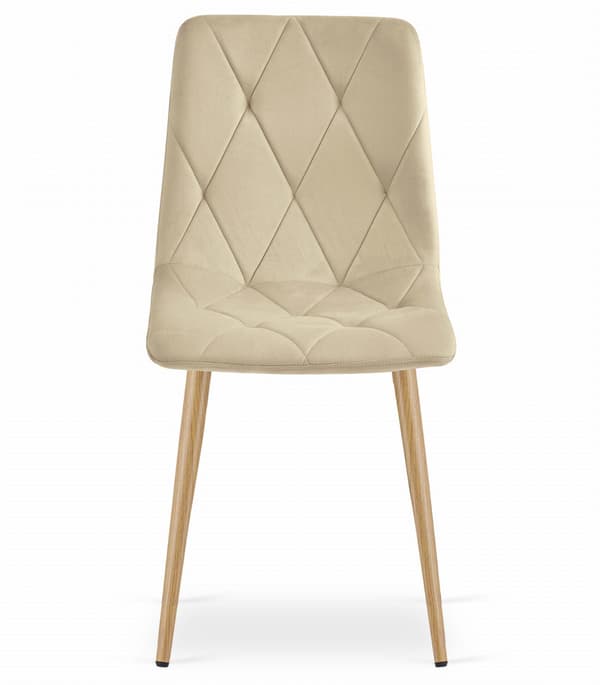 LIBRA stol - lys beige fløjl / træfarvede ben x 3
