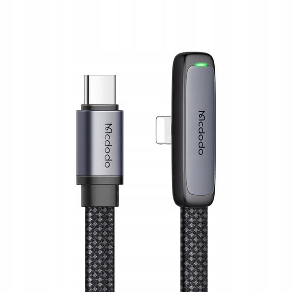 MCDODO Vinklet USB-C Lightning fladkabel 36W til iPhone 12 13 14 sort 1m