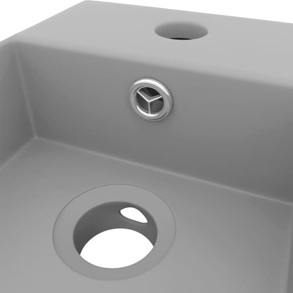 vidaXL Handfat med överfyllningshål, keramik, ljusgrå
