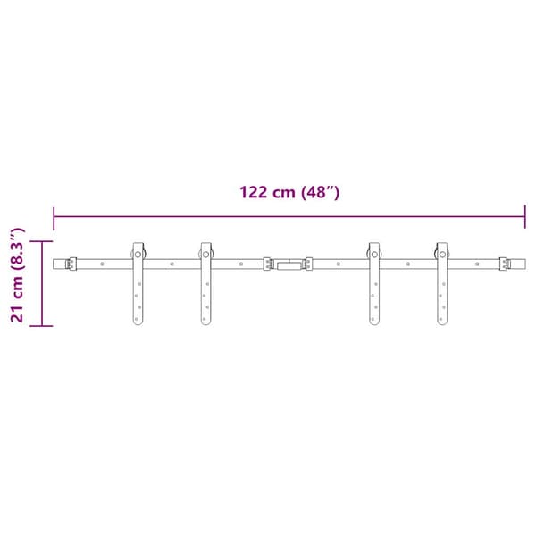 vidaXL skydedørssystem til møbler, 122 cm, kulstofstål