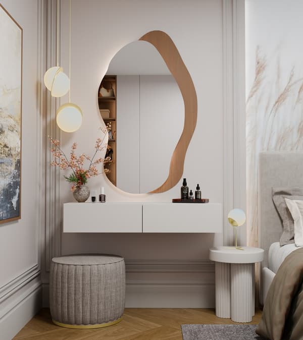 HÄNGANDE SMYCKESBORD MIKA 110 CM 2 LAGODER FÖR SOVRUM KASHMERE BEIGE