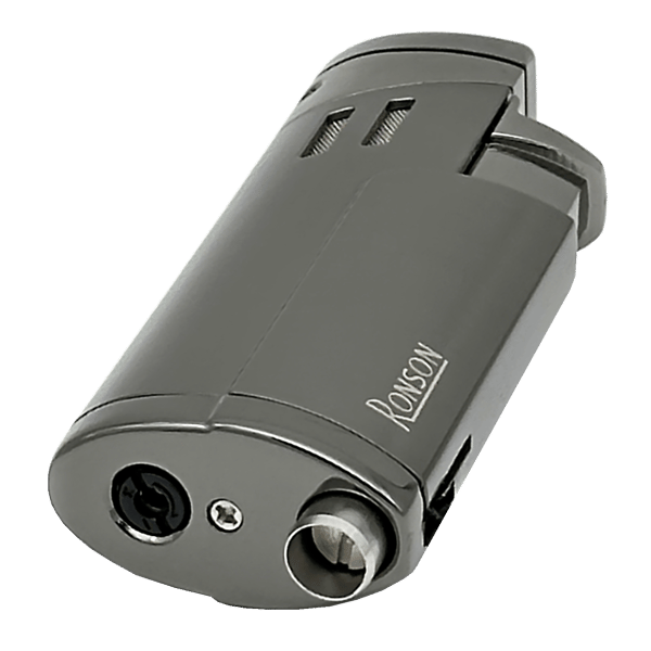 Ronson Cyclon GUN Metal 3 JET Lighter med Cigarpuncher