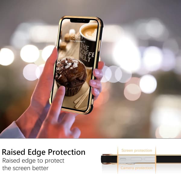 FODRAL TILL IPHONE 13 PRO MAX SVART GULD SILIKON A2484 A2641