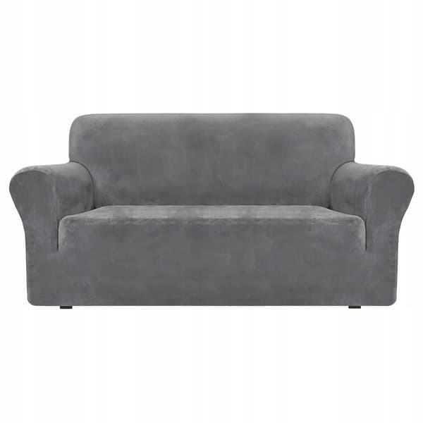 Sofabetræk til 2-personers hjørnesofa i velour elastisk TESS grå