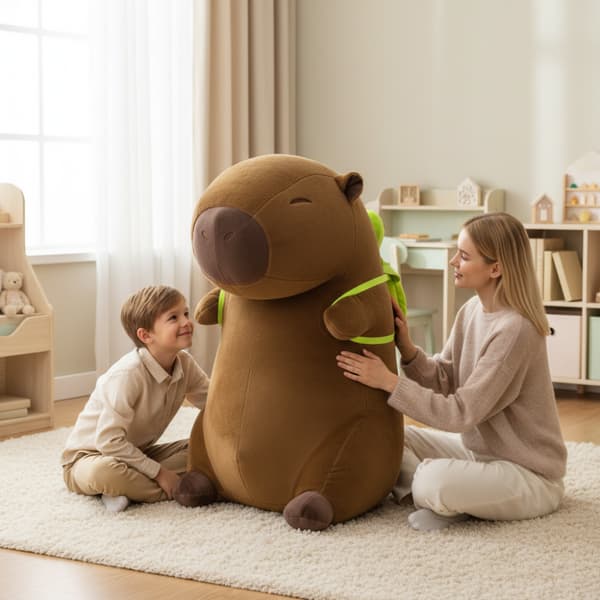 Suuri pehmolelutyyny kapybara kilpikonnalla 100cm