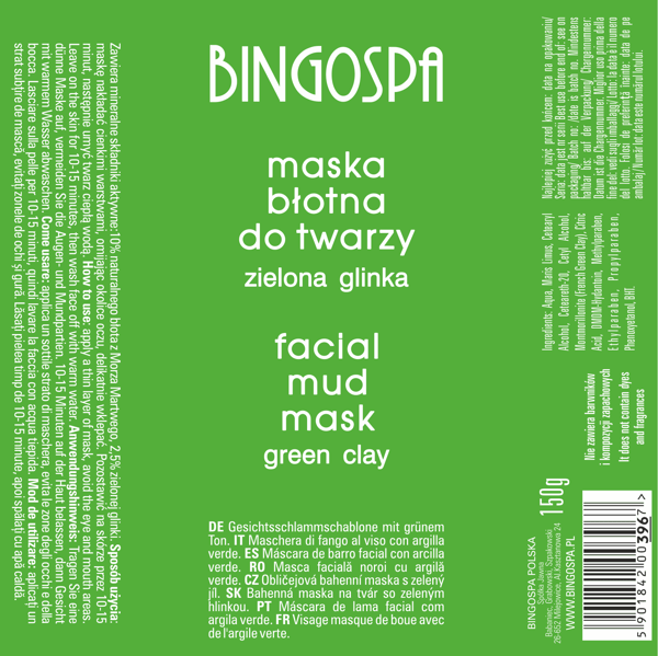 BINGOSPA Grön lera ansiktsmask