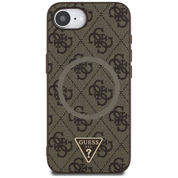 Guess 4G Ring Triangle Logo MagSafe - iPhone 16e-skal (brunt)