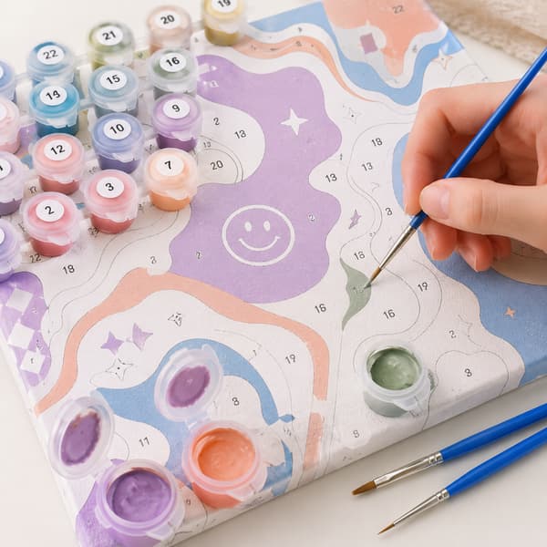 Mal efter nummer billede med ramme Pokémon Bulbasaur Charmander 50x70cm