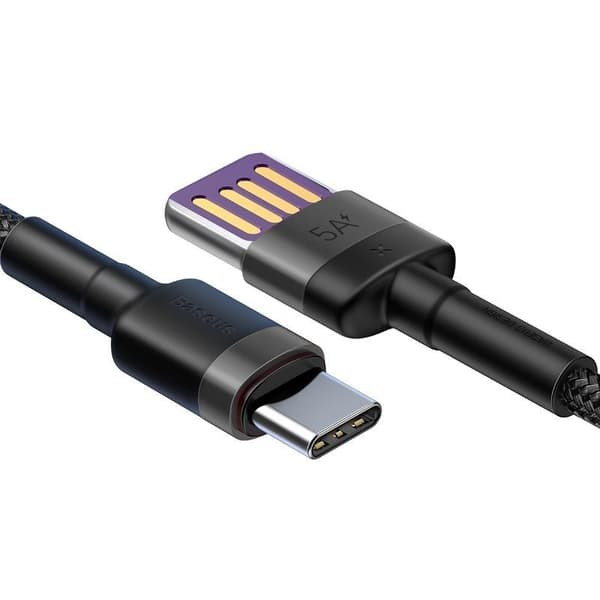 Baseus Cafule Huawei SuperCharge USB till USB-C-kabel, QC 3.0, 5A 1m (svart-grå)