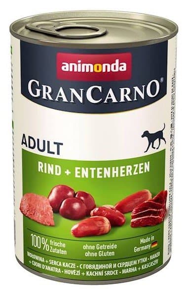 Animonda | Gran Carno | Hundefoder - 400g dåse - Oksekød + Andehjerter 400g