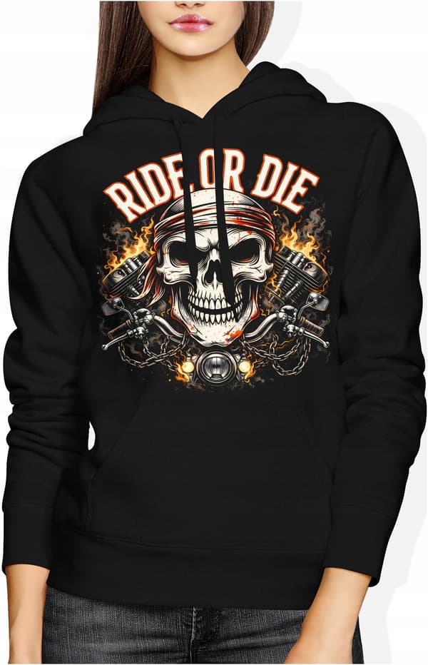 Motorcykelsweatshirt gave til damer med kranietryk L