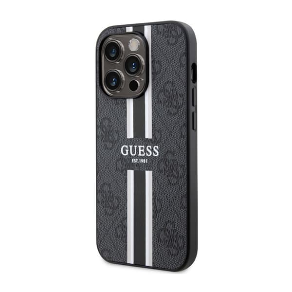 Guess 4G Printed Stripes MagSafe - iPhone 14 Pro Max -kotelo (musta)