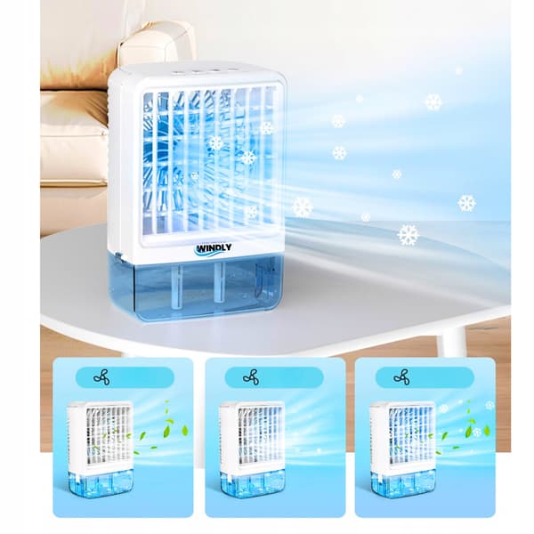 Mini Aircondition Skrivebordsventilator Stille Vandbaseret 800 ml LED