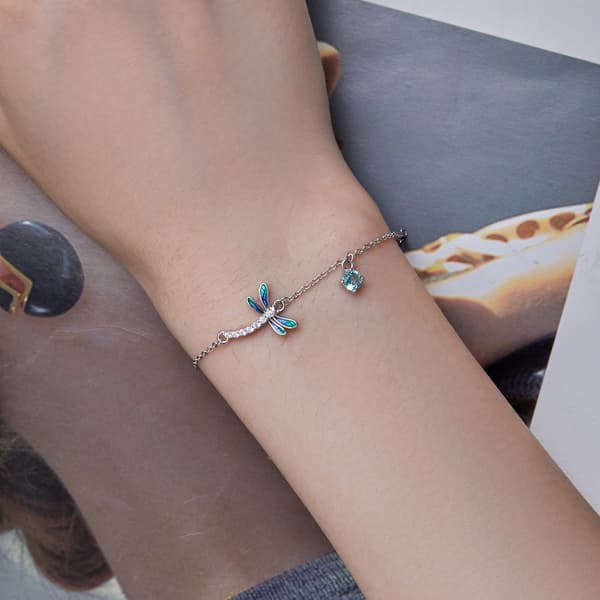 Silverarmband med trollslända och justerbar längd, silver 925