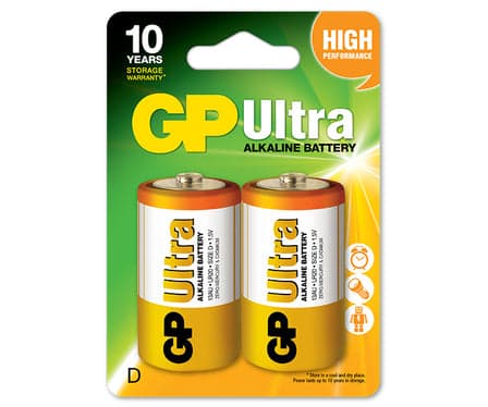 BATTERI ULTRA+ ALKALIN LR20 D 1.5V 2SZ - GP13AUP-U2