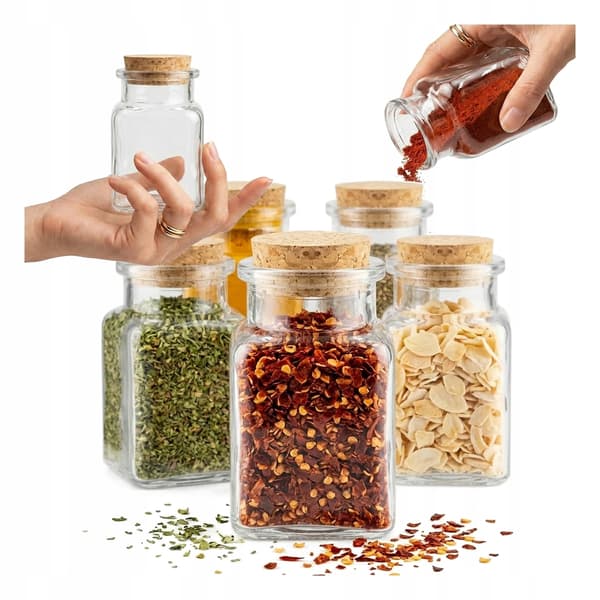 12 x 150 ml burkar med kork för kryddor, örter, ljus, honung, presenter