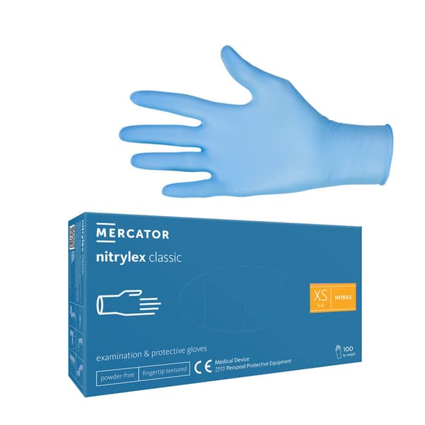 Nitrilhandsker XS blå Mercator Nitrylex Classic 100 stk.