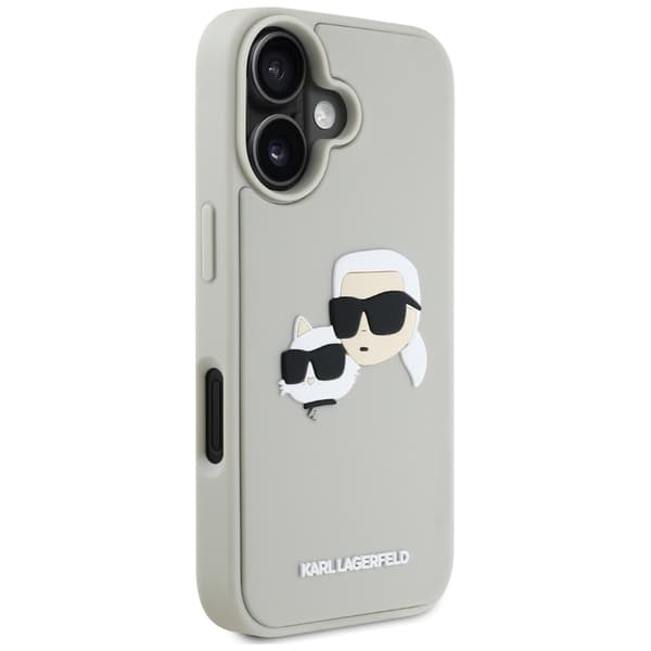 Karl Lagerfeld HC 3D Gummi Dobbelthovedet Etui til iPhone 16 Beige