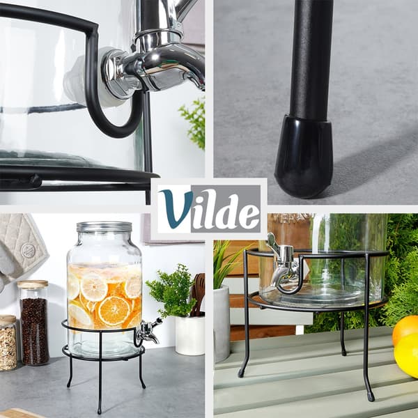 Sort metalstativ til krukke med hane 20 cm