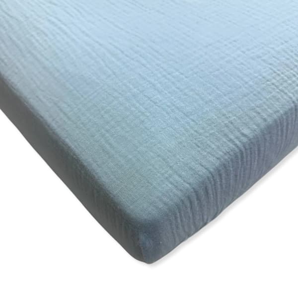 Fästlakan med elastik för gondol 90x50 cm muslin blå