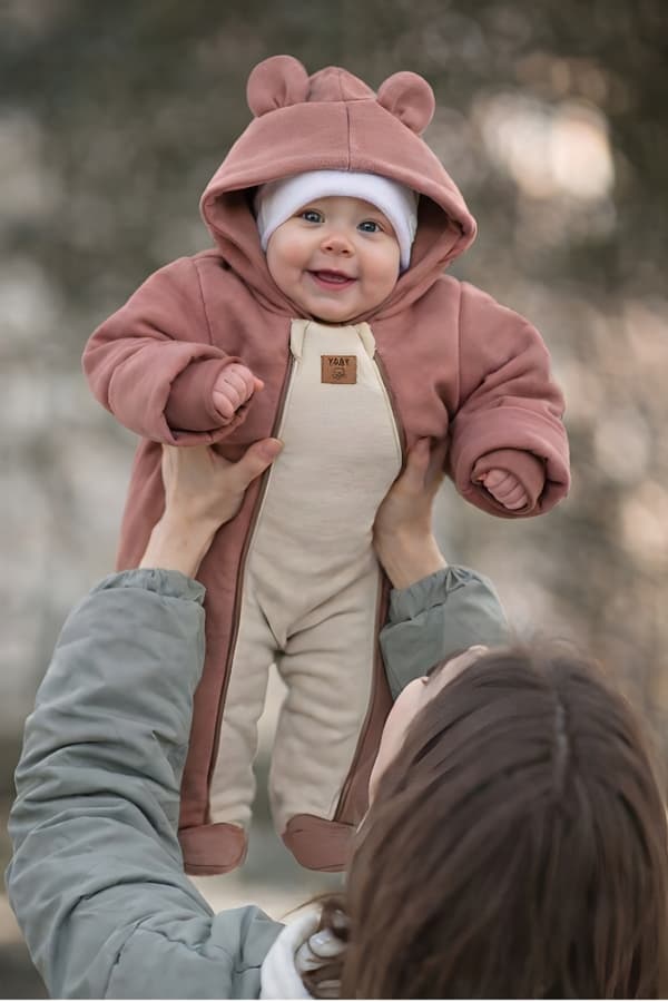 Jumpsuit til piger 68 TO lynlåse tolags overgangsbluse BEIGE