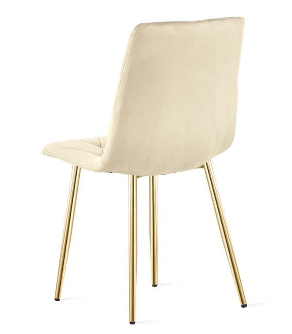 LIBRA stol - ljusbeige sammet / guldfärgade ben x 2