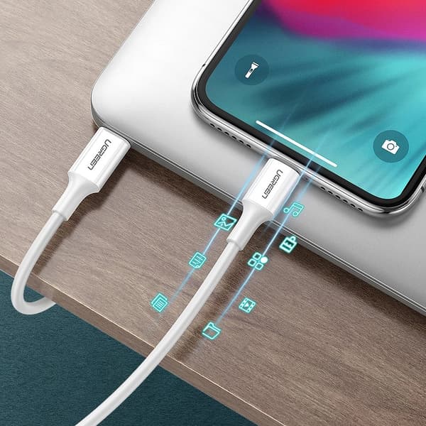 Ugreen US171 Lightning - USB-C MFi PD-kabel 20W 480Mb/s 1m - Vit