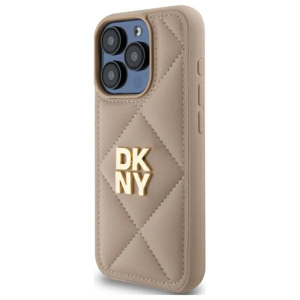 DKNY DKHCP15LPQDSLE iPhone 15 Pro 6.1 Beige Quiltet Stack Logo