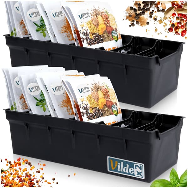 Beholder organizer til krydderier sort 30x13x8 cm 2 stk.