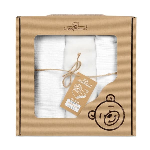 Blöjor 3-pack i ask 70x80 MUSLIN Vit