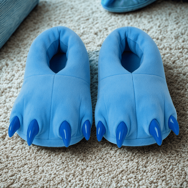 Bløde børneslippers Paws Stitch 3D blå med kløer 27-32