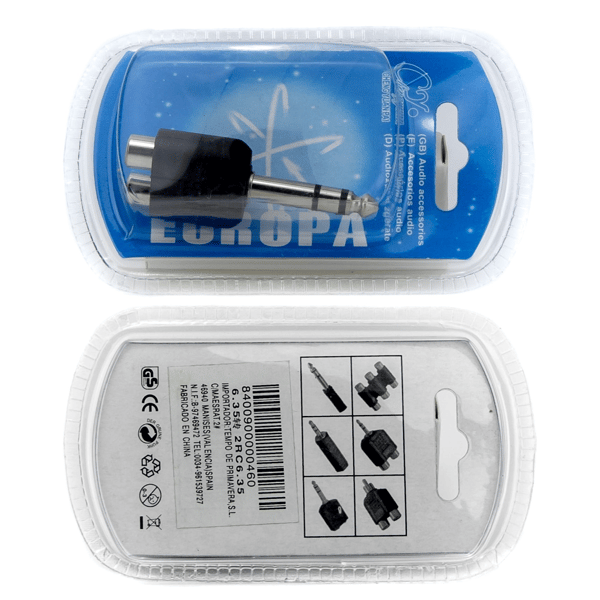 Adapter stereo jack 6,3 mm han til 2x RCA hun
