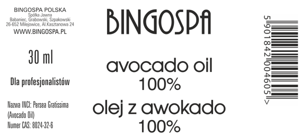 Bingospa avokadoolja 100% 30 ml