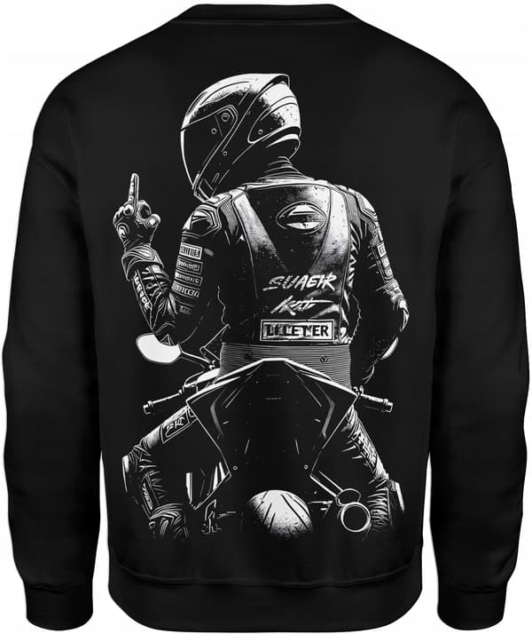 Motorcykeltröja, present till motorcyklist, tryck på baksidan